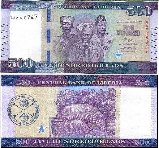Liberia - 500 Dollars 2017 Unc P. 36b Lemberg-zp